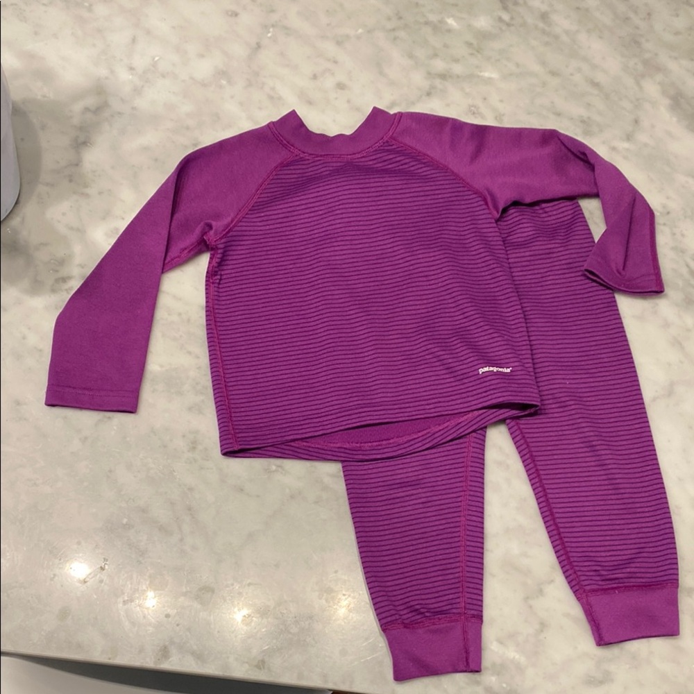 Patagonia Kids Matching Base Layer Set in Purple